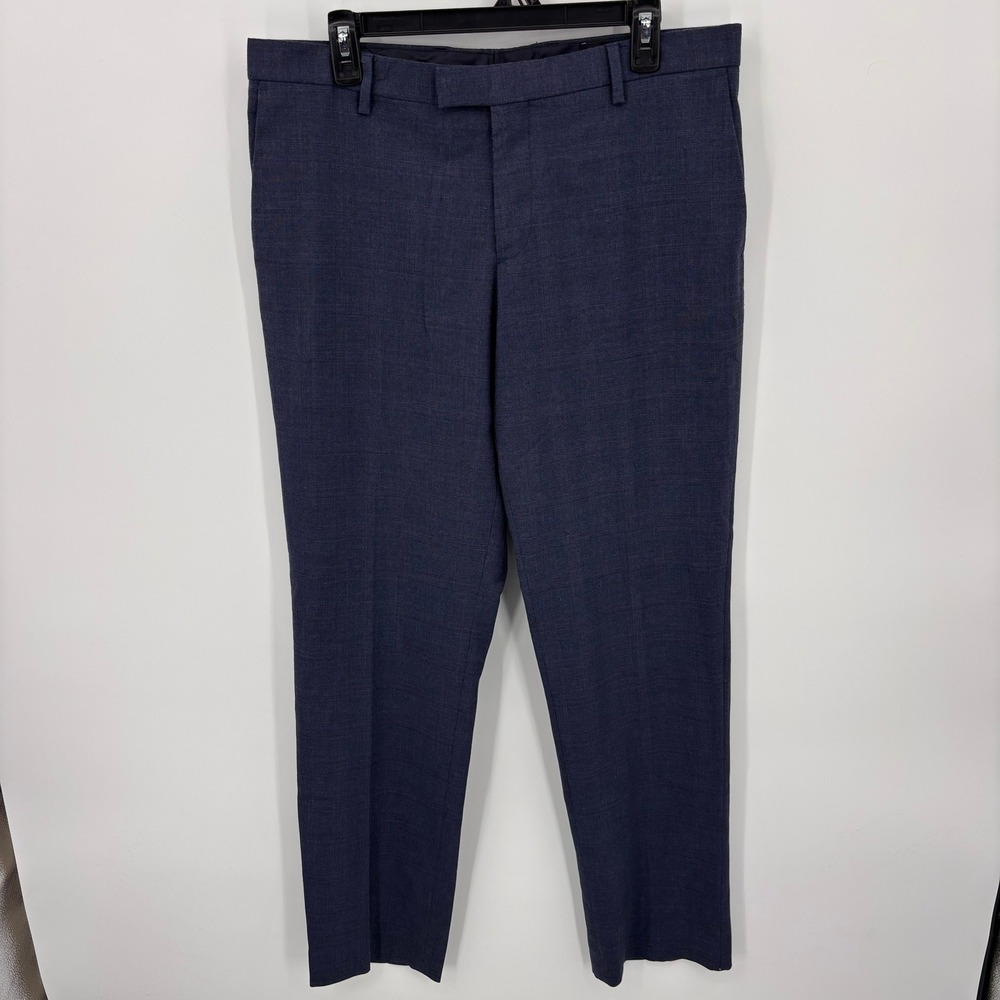 Banana Republic Slim Fit Dress Pants Mens 33x32 Blue Glen Check Stretch Trousers